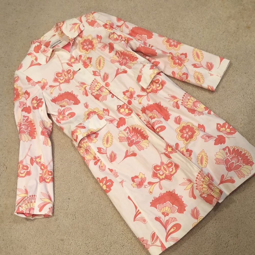 barbiecore pink floral trench raincoat by 1Madison